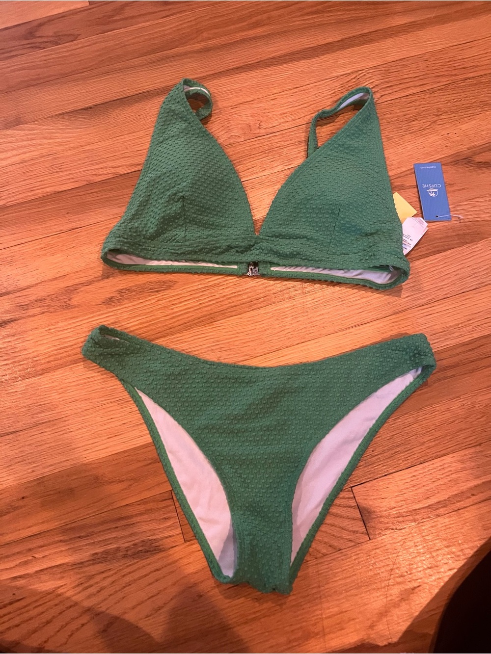 Cupshe Emerald Green Textured Triangle Bikini Set